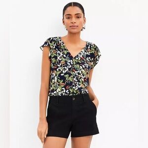 LOFT Black Monroe Chino 4" Cotton Shorts Size 10